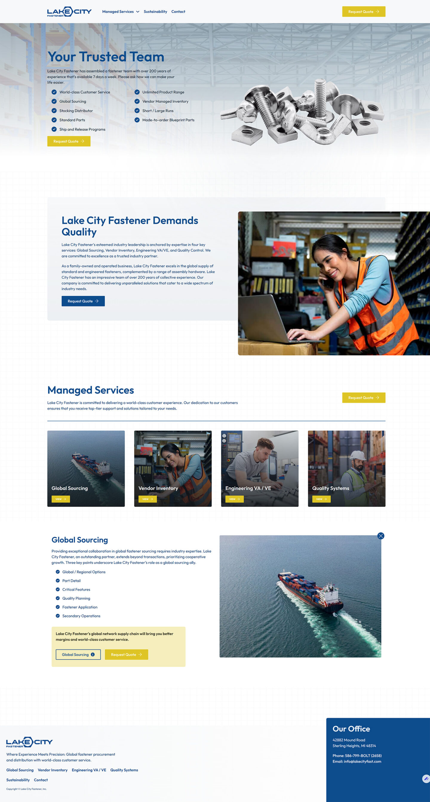 Lake City Fastener homepage screenshot